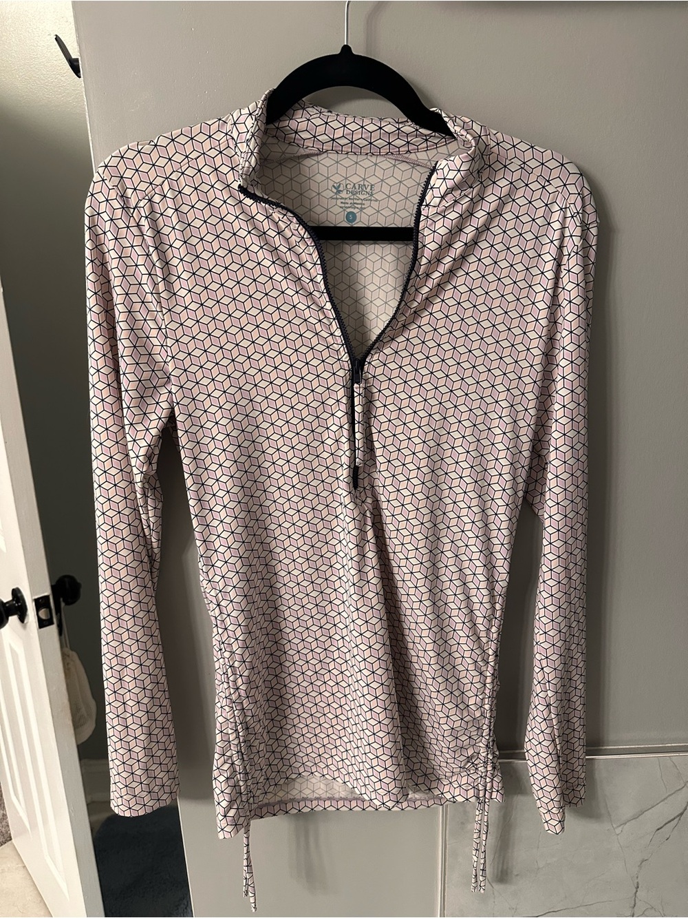Carve Designs Pink Geo Quarter-Zip Long Sleeve Top